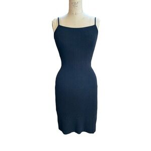 Max Studio Womens Tank Dress Black Sleeveless Square Neck Fit Stretch S